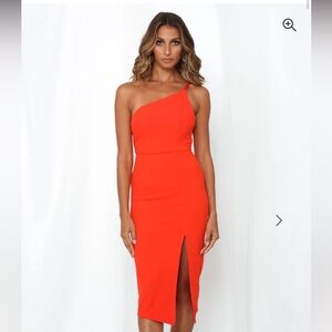 Hello Molly One Shoulder Midi Dress